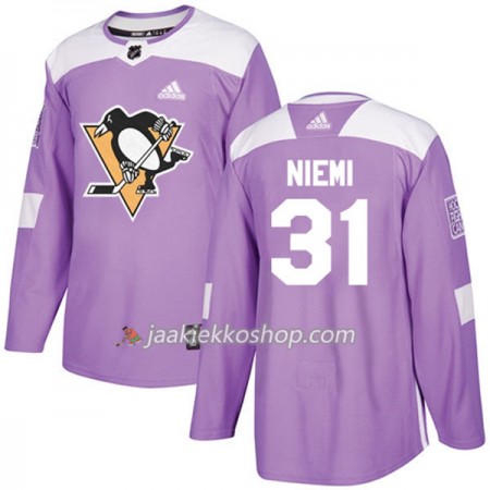 Miehille NHL Pittsburgh Penguins Pelipaita Antti Niemi 31 Adidas 2017-2018 Violetti Fights Cancer Practice Authentic